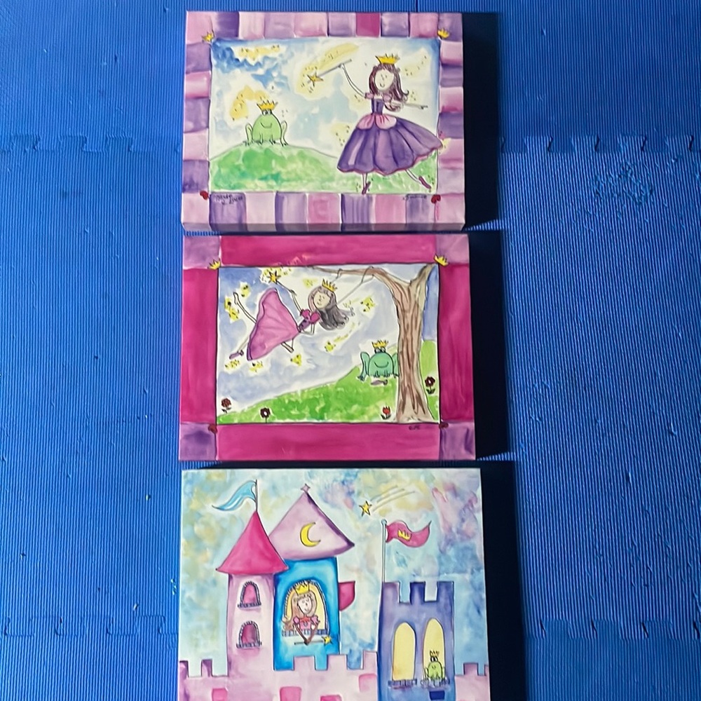 Set of 3 canvas prints Princess and the Frog Prince
